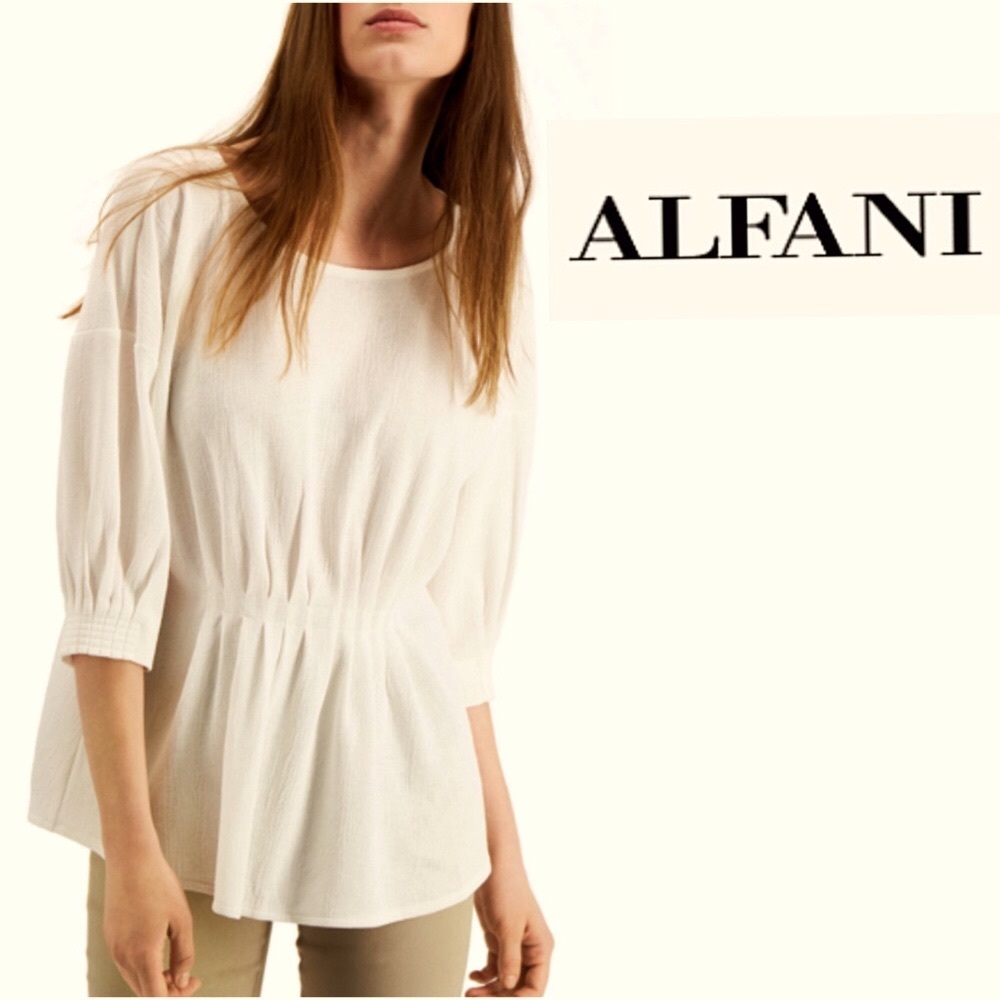 NWT Alfani, Deco Breeze, Cinched Front Top